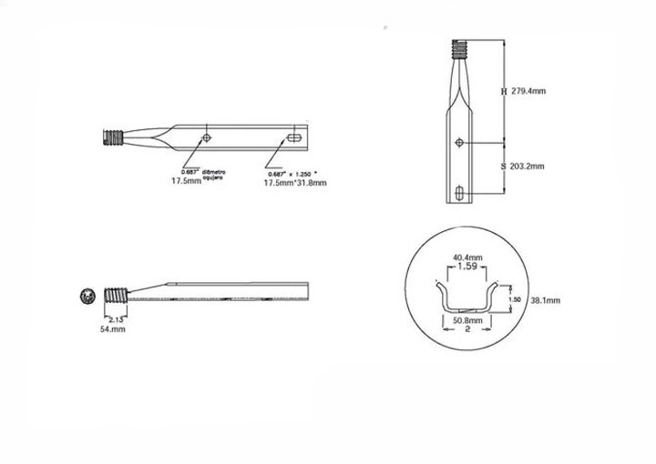 Technical specifications of the utility top pins