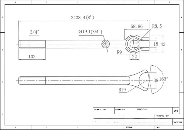 Materials and specifications of the cross plate anchor rod
