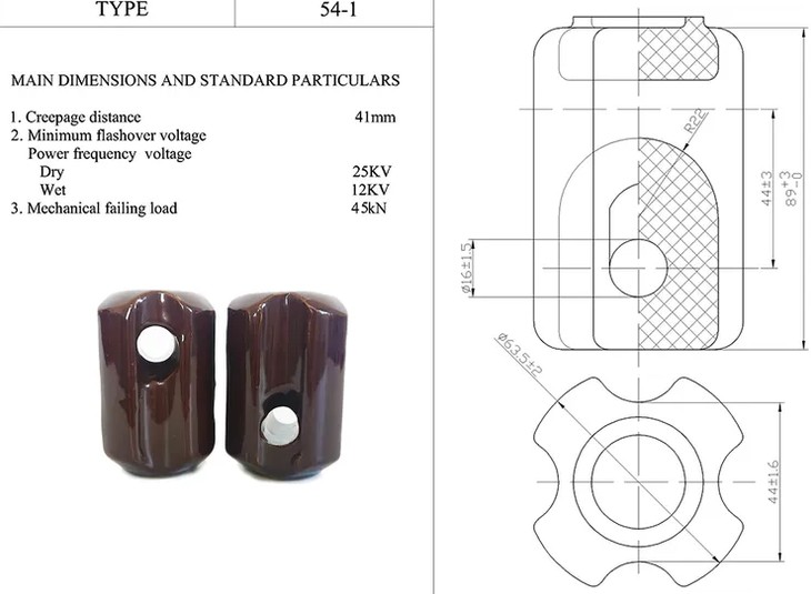 Materials and specifications for the stay insulators